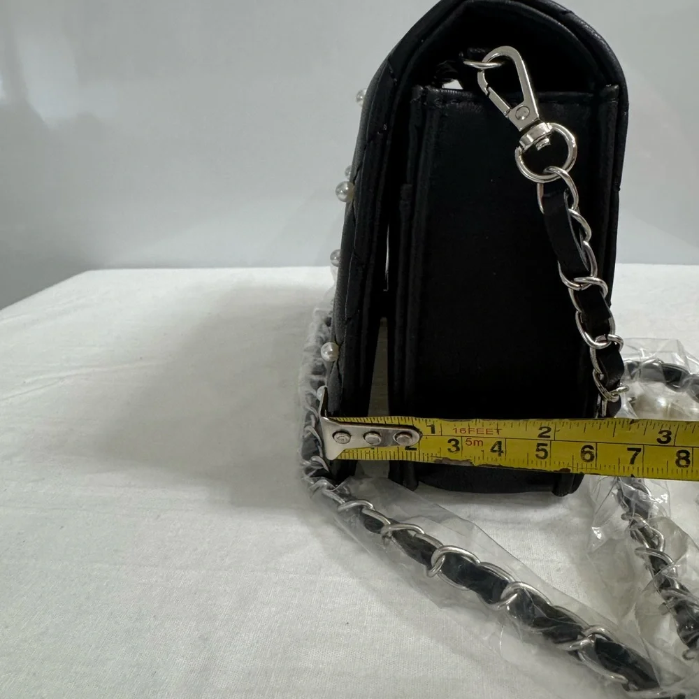 Brand New Badgley Mischka Crossbody Quilted Bag with Pearls